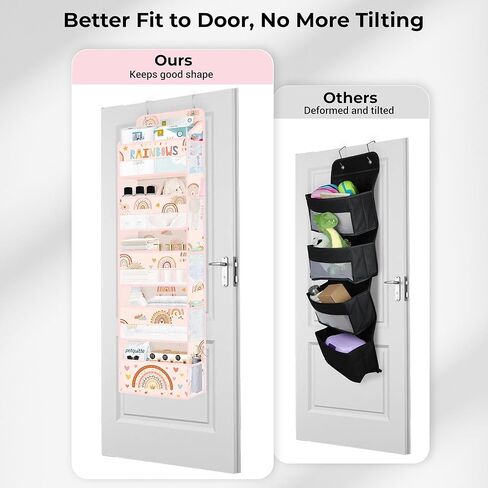 Clastyle Boho Rainbow Kids Over the Door Organizer with 5 Large Pockets Pink Nursery Hanging Storage Organizer Clothes Diaper Toy Cloud Closet Door Hanging Shelf Storage for Bedroom Bathroom Pantry in Kuwait