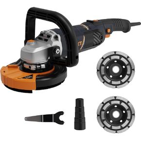 Concrete Surface Grinder Sander 1500W, MAXXT 5 Inch Angle Grinder Set 1000-8500RPM 7 Speed Adjustments, Concrete Sander with Removable Guard for Polishing（Includes 2 Diamond Sanding）