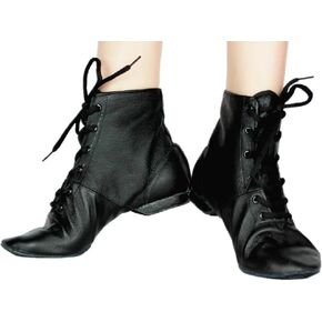 Cheapdancing Men’s & Women's Practice Dancing Shoes Soft Leather Flat Jazz Boots (Black, Adult, Men, 9.5, Numeric, US Footwear Size System, Medium)
