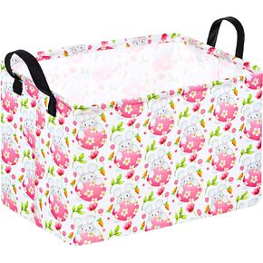 Rectangle Easter Basket Storage Bin Eggs Gift Basket Laundry Hamper Storage Basket Fabric Material Organization Basket Toy Box Nursery Hamper for Clothes Toys With Handles