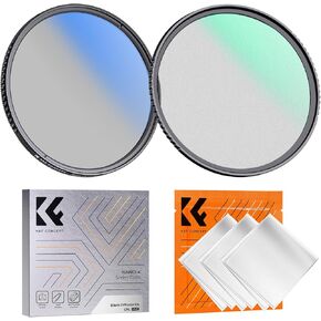 K&F Concept 46mm Black Diffusion 1/4 + Polarizing Filters Set (2PCS) Cinematic Mist Effect Filter Circular Polarizer CPL Filter for Camera Lenses (K-Series)