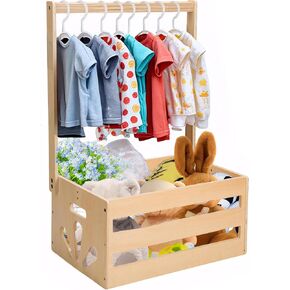 Wooden Baby Shower Crate Closet, Baby Basket with Handle, Baby Storage Crate Hamper, Welcome Gift Basket for Newborn Boys Girls, Basket for Baby Shower Gifts New Parents