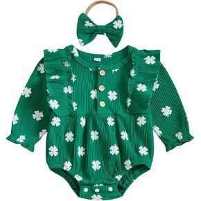 BemeyourBBs Newborn Baby Girl Clothes Ruffle Bubble Romper Jumpsuit Infant Clothing Headband Cute Baby Girl Outfits