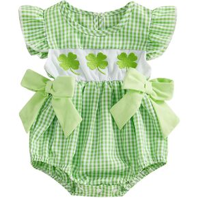 St Patricks يوم طفلة طفلة شامروك رومبير رضيع الفقاعة بذلة