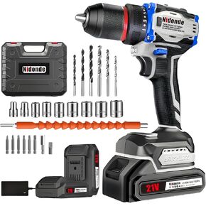 21V Brushless Cordless Drill Set – Max Torque 55Nm, 0-1550RPM Variable Speed, 3/8 Inch Keyless Chuck, 21+1 Clutch, 4.0Ah Lithium Battery & Fast Charger Drill Tool Kit