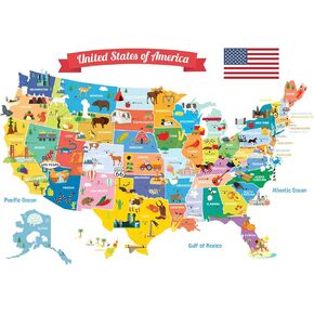DECOWALL SG2-1906 USA Kids Wall Stickers Wall Decals Peel and Stick Removable Wall Stickers for Kids Nursery Bedroom Living Room décor