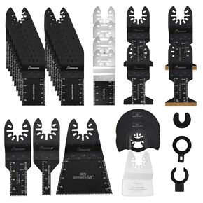 MAZING 58 PCS Oscillating Saw Blades, Quick Release Titanium Multi Tool Blades Kits for Wood Metal Plastic, Universal Oscillating Tool Blade Kits for Dewalt Ryobi Milwaukee Rockwell Fein Makita