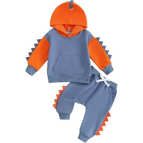 Toddler Baby Boy Outfits Dinosaur Pattren Long Sleeve Hoodie sweatsuit Pants Kids Boy Fall Winter Clothes