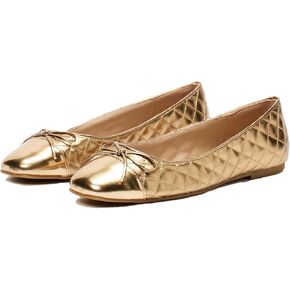 MOOMMO Women Cap Toe Flats Bow Slip On Ballet Flats Comfort Quilted Colorblock Flat Shoes Round Toe Flat Heel Dress Shoes Office Ladies Party Chic Driver Flats Casual 4-11 M US