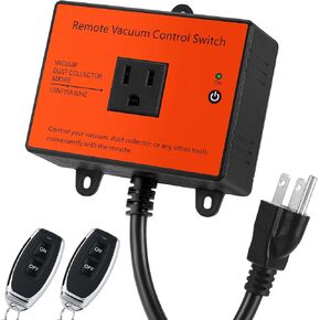 120V Automatic Vacuum Switch with Remote, Wireless Remote Switch for Dust Collector, Save Your Time, Keep Your Workplace Clean (Battery Included)