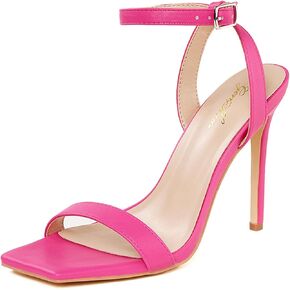 GENSHUO Women's High Heels Ankle Buckle Strap Stilettos Open Square Toe Dressy Sexy Strappy Sandals for Party Prom Homecoming Dressy Shoes