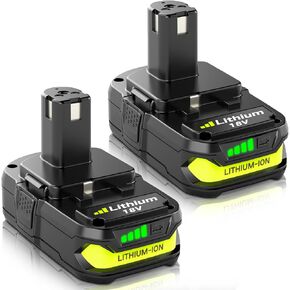 2-Pack 3000mAh P108 Lithium Replacement Battery Compatible with Ryobi 18V Battery P102 P103 P104 P105 P107 P108 P109 P190 P122 for 18 Volt Cordless Power Tools (Green)