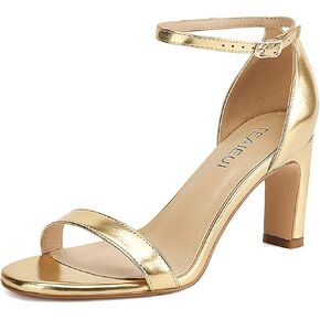Heels for Women Round Toe Heeled Sandals Chunky High Heels with Ankle Strap Heels for Women Dressy Block Heels