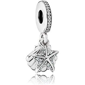MiniJewelry Starfish Seashell Dangle Charm fits Pandora Bracelets April March Birthstones Crystal Clear Blue Cubic Zirconia in Kuwait