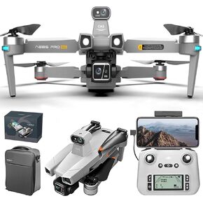 New Professional Drones with Camera for Adults 4K, 3 Axis Gimbal EIS for Videos, 82 Mins Flight Time, 16404ft Safe Long Range, 5G Digital Transmission Easy Cable Connection Way, 360° Laser Obstacle Avoidance, GPS Auto Return Home, Follow Me/Car