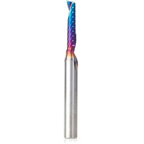 Amana Tool Spektra Coated Solid Carbide CNC Spiral Single O-Flute Router Bit, 51442-K, 3/16 D x 7/8 CH x 1/4 SHK x 2-1/2 L Up-Cut Mirror Finish