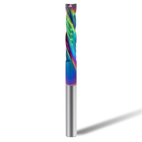 Spiral Router Bit 1/4 Inch Shank Solid Carbide CNC Router Bits with Extra Long Life Coating End Mill for Woodwork Carving, Slot Mortise, Engraving, Grinding (Compression, 1/4"x1-1/4"x3"x1/4")