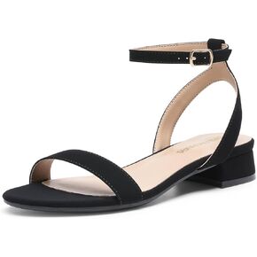 DREAM PAIRS Women Black White Nude Clear Sandals Low Heel Dressy Sandals Ankle Strap Open Toe Chunky Block Heeled Summer Classic Comfortable Flat Shoes