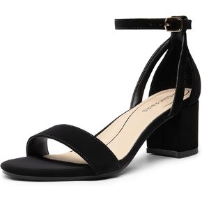 DREAM PAIRS Women's Chunk Low Heels Open Round Toe Ankle Strap Block Heels Party Dress Wedding Sandals