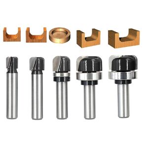 5PCS Rabbeting Router Bit Set 1/4 Inch Shank, 1-1/4" Cut Dia, Rabbet Router Bit with 5 Bearings Set(Dia 1/2", 5/8", 3/4", 7/8", 1-1/8" ), for Cutting Rabbet Slots