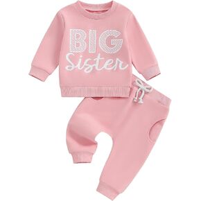 Big Sister Little Sister Matching Outfit Toddler Girl Long Sleeve Sweatshirt Top Pants 2Pcs Fall Clothes Set