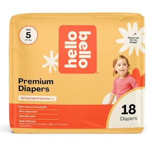 Hello Bello Diapers, Size 5 (27 lbs) Superstars, 18 Count of Premium Disposable Baby Diapers, Hypoallergenic with Soft, Cloth-Like Feel