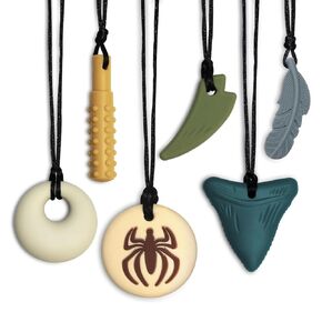 Chew Necklaces for Sensory Kids 6 Pack, Chewy Necklace Sensory Toys for Kids with Autism, ADHD, SPD, Silicone Boys Girls Chew Toys Teething Necklace Reduce Chewing Fidgeting