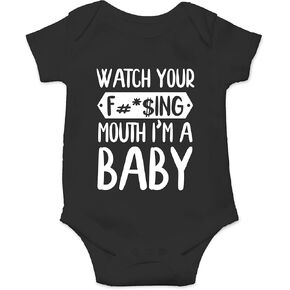 CBTwear Watch Your Mouth, I'm A Baby - Baby Clothes - Funny Newborn Bodysuit Outfits for Boys and Girls