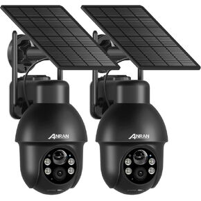 ANRAN 2K Solar Camera Wireless Outdoor, 2.4G WiFi Camera for Home Security Battery-Powered, 360° PTZ, PIR Human Detection, 3MP Color Night Vision, 2-Way Audio, Compatible with Alexa