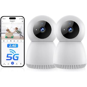 الكاميرا الداخلية 5G و 2.4 جيجا هرتز واي فاي ، 360 PAN/TILT كاميرات للأمن المنزلي ، 1080 بكسل كاميرا أطفال/حيوان أليف مع اكتشاف حركة تطبيق الهاتف ، والتحدث ثنائي الاتجاه ، والرؤية الليلية ، وذوي صفارات الإنذار ، وتوافق مع Alexa 2pack