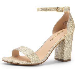 DREAM PAIRS Heels for Women Chunky Block Heel Open Toe Ankle Strap 3.5 Inch Heeled Sandals for Party Date Wedding