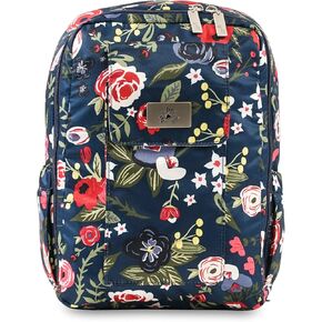 JuJuBe | Small Lightweight Travel Diaper Backpack with Padded Adjustable Straps | Classic Collection Midnight Posy