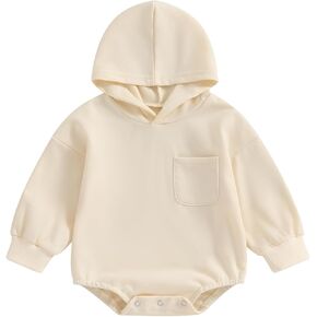 Baby Girl Boy Hoodie Romper Sweatshirt Newborn Solid Long Sleeve Hoody Bodysuit Infant Spring Clothes Outfit