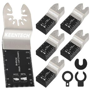 KEENTECH Bi-Metal Oscillating Tool Blade 50PCS for Wood & Metal, General Purpose Multitool Blade for Wood Panel, Nails, Bolts, Screw, Drywall, Quick Release Oscillating Saw Blade for Fine Finish