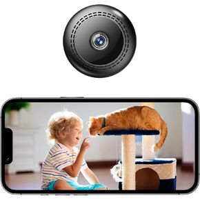 Mini WiFi Camera for Heated Cat House, 1080p HD, Night Vision, Motion Detection, Ultra-Wide Angle, Local & Cloud Storage, Remote Monitoring Anytime Anywhere (SD Card Not Included)