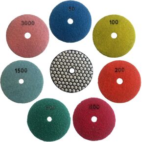 3 Inch 7 Pcs Dry Diamond Sanding Polishing Pads for Grinding Granite Stone Marble Concrete Travertine Terrazo