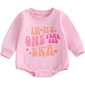 DuAnyozu First Birthday Girl Outfit Baby Sweatshirt Romper Fall Long Sleeve Bodysuit In My One Year Old Era Shirt Clothes in Saudi Arabia