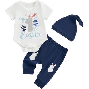 My 1st Christmas Outfits Infant Baby Boy Long Sleeve Onesie + Furry Green Pants + Hat 3Pcs Set