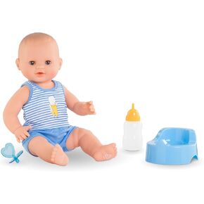 Corolle Drink and Wet Bath Baby Paul - 14" Boy Baby Doll with 3 Accessories - Bottle, Potty, and Pacifier - Really Drinks and Goes Potty, for Kids Ages 2 Years and up