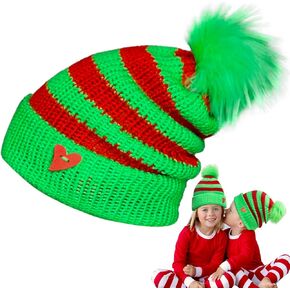 Knitted Santa Beanie Hat Christmas Knit Hats for Baby Kids Winter Warmer