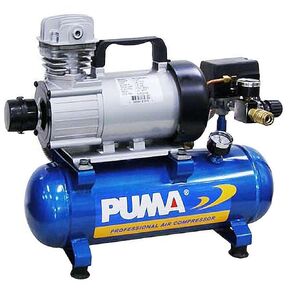 Puma Industries PD1006 Air Compressor, Professional D.C. Direct Drive Oil-Less Series, 0.75 hp Running, 135 Maximum psi, 12V/Phase, 1.5 gal, 31 lb.