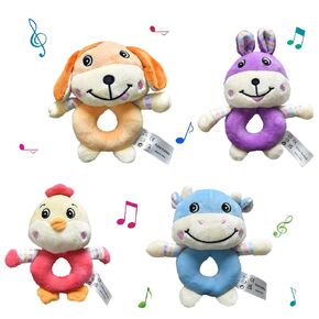 Teething Rattle Toys, Plush Baby Rattle Toys, Infant Farm Stuffed Animal, Soft Barn Set, Infant Hand Sensory Development Toys, Knitted Stuffed Animals for Babies Boy, Girl, Gifts for Expecting Mom