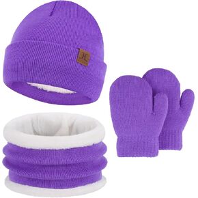 Toddler Infants Kids Winter Hats Gloves Scarfs Beanie Mittens Neck Warmer with Fleece for 0 1 2 3 4 Year Old Baby Girls Boys