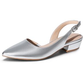 DREAM PAIRS Womens Slingback Kitten Low Block Heels Closed Pointed Toe Ankle Strap Elegant Dressy Pumps Wedding Party Dress Shoes for Women