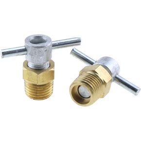 MEETOOT 2PCS 1/4 Inch NPT Male Brass Wing Drain Valve with Handle Air Compressor Replacement Part for Gas Storage Tank
