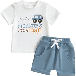 Toddler Baby Boy Summer Clothes 6 12 18 24 Months Short Sleeve Letter T Shirt Top Short Infant Newborn Baby Outfit