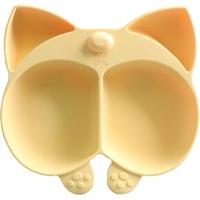 Baby Silicone Plate,Self Feeding Training Divided Plate Dish,Toddler Fun Plate（Corgi）