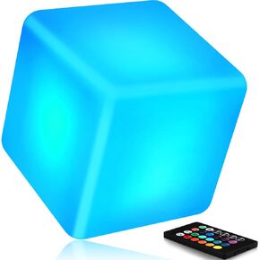 YamPort 4" 16 Color-Changing LED Cube Night Light, 7 Dimming Levels 4 Lighting Modes Table Lamp, Rechargeable Mood Lamp Button & Remote Dual-Control Waterproof Light Up Cube Toy Light for Decor in Saudi Arabia