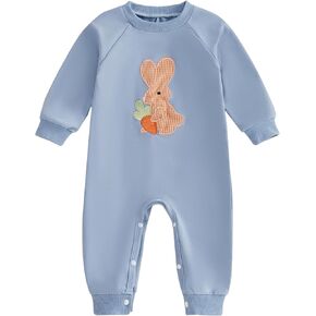 Infant Baby Boy Easter Outfit Clothes Bunny Long Sleeve Romper One Piece Jumpsuit Pants