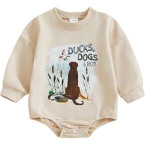 Newborn Baby Boy Girl Hunting Outfit 1st Birthday Mallard Duck Romper Oversized Sweatshirt Playsuit Spring Clothes